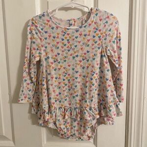 Posh Peanut PARZ Hearts Long Sleeve Ruffled Bodysuit Dress